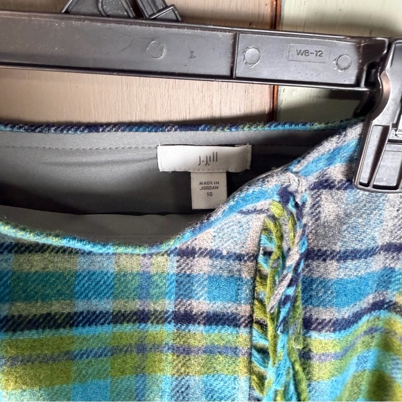 J.Jill Wool-Blend, Plaid Fringe Skirt- Size:10 - Picture 9 of 10